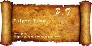Pulger Timur névjegykártya